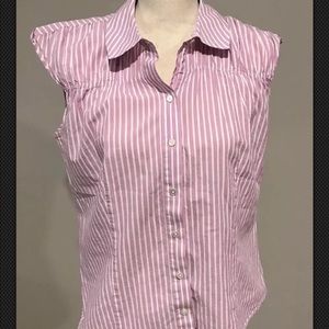 Talbots Striped Sleeveless Button Down Top Size 12